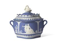 A William Adams Jasperware Covered Sugar Dish