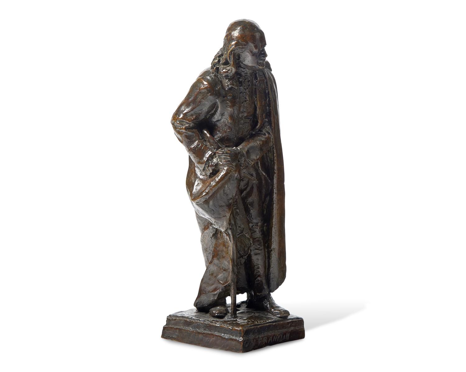 After Solon Hannibal Borglum (1868-1922), A Bronze Figure of Benjamin Franklin As The Elder Statesman