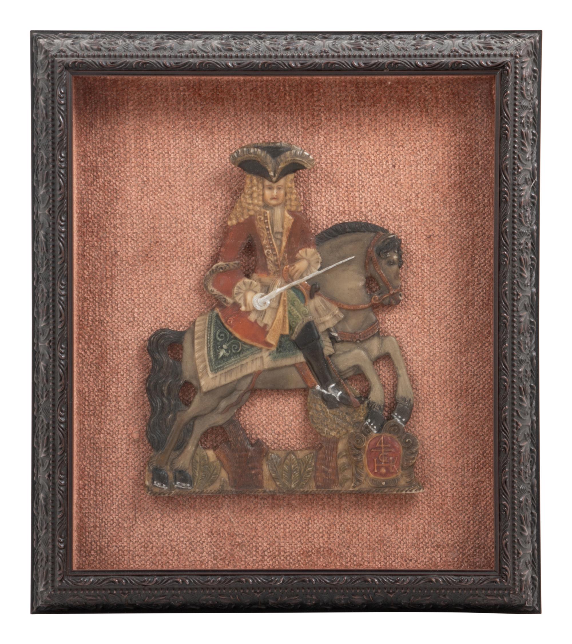 An English Wax Picture of a Gentleman on Horseback