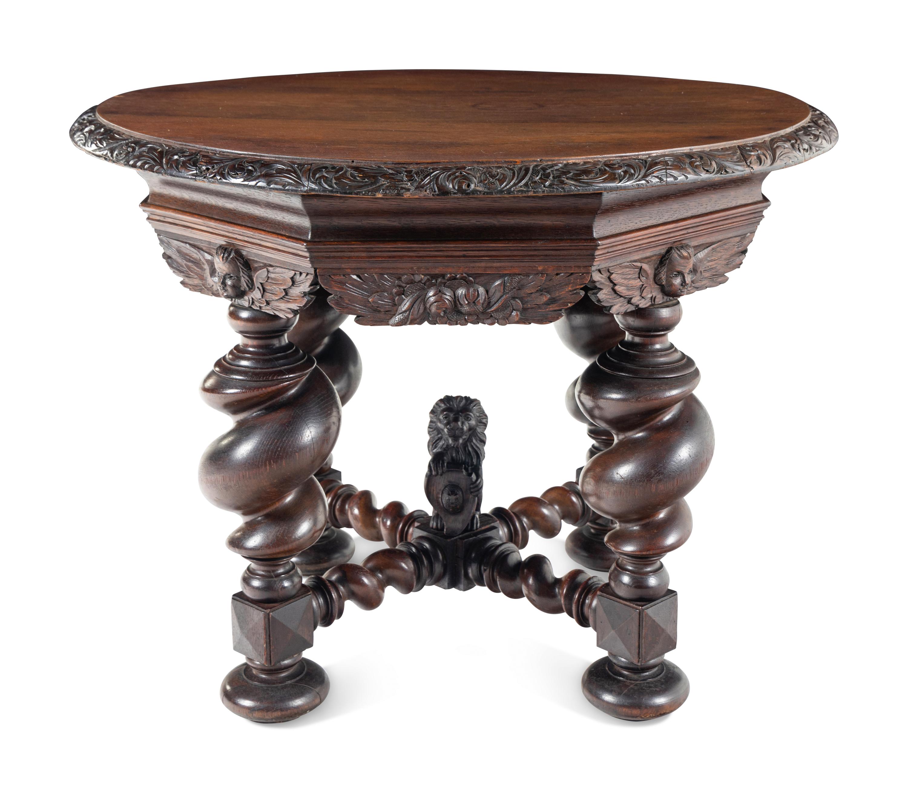 A Continental Carved Oak Center Table