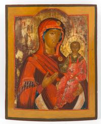 A Collection of Five Eastern European Icons Height of largest 20 7/8 x width 16 3/8 inches. — 19TH AND 20TH CENTURY