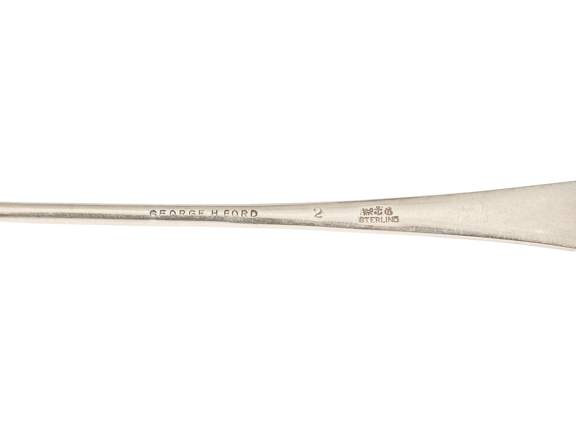 An Early Gorham Silver Olive Spoon and Seafood Forks