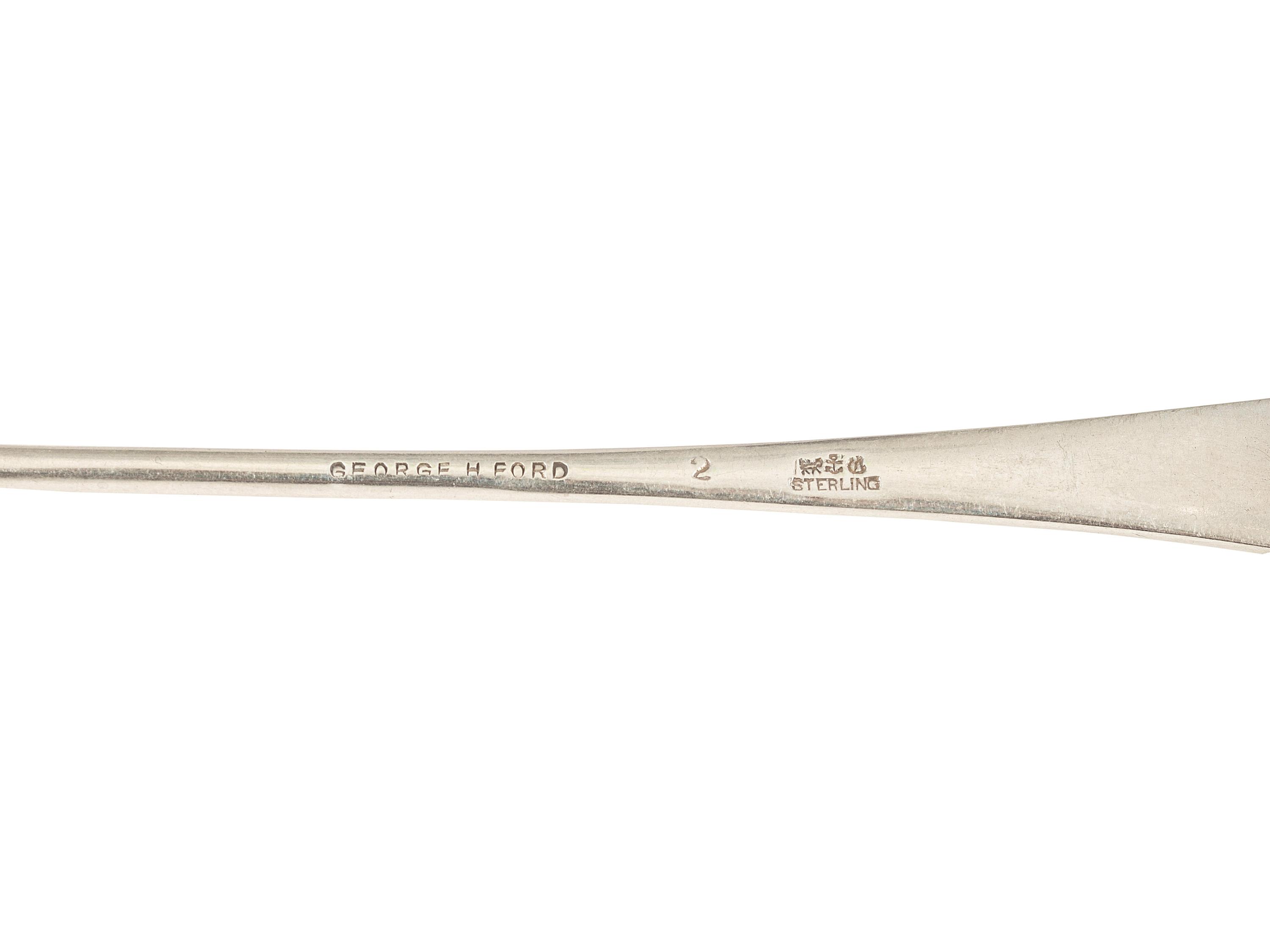 An Early Gorham Silver Olive Spoon and Seafood Forks