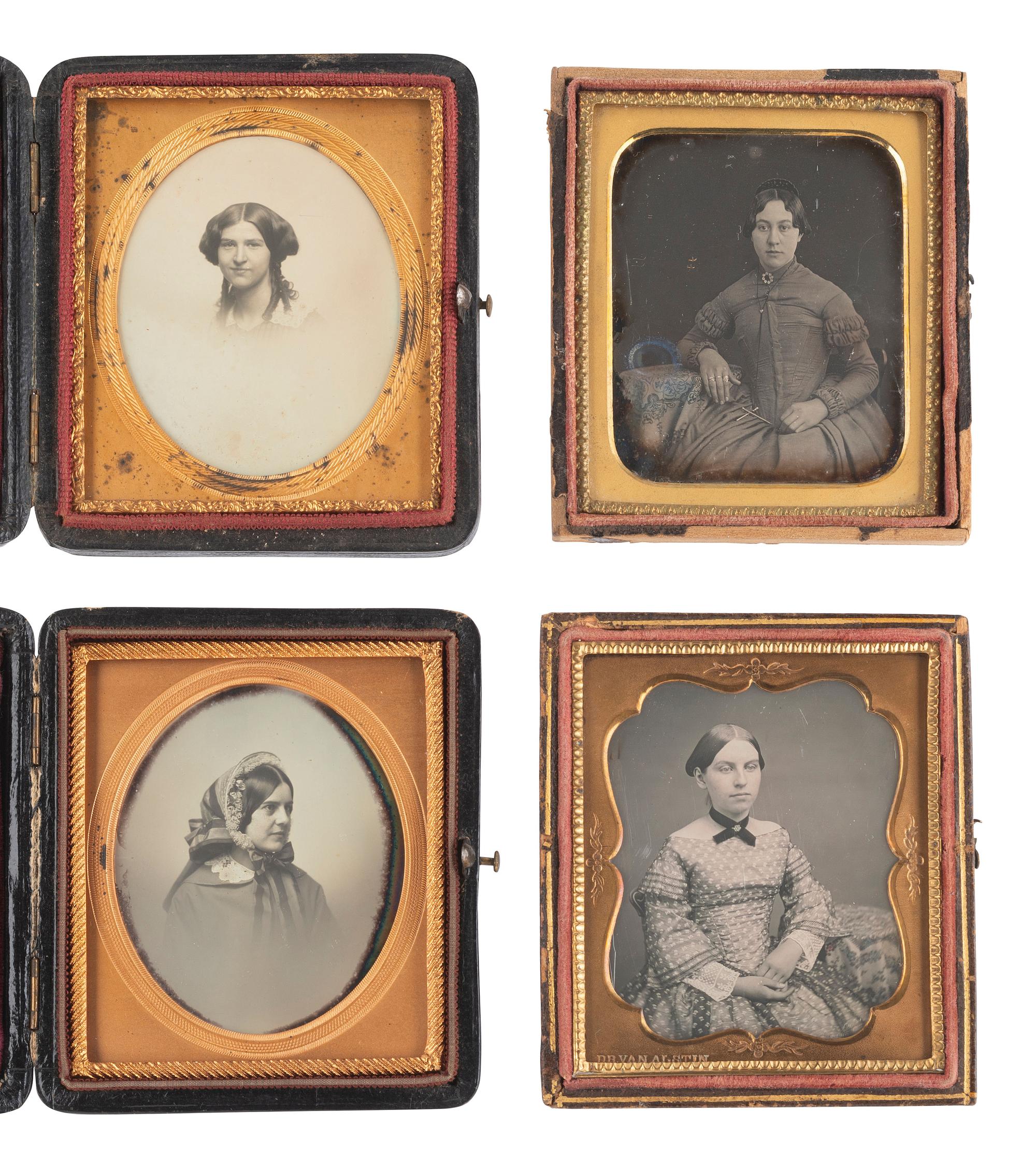 [EARLY PHOTOGRAPHY]. 12 daguerreotypes having interesting housings or attributes.