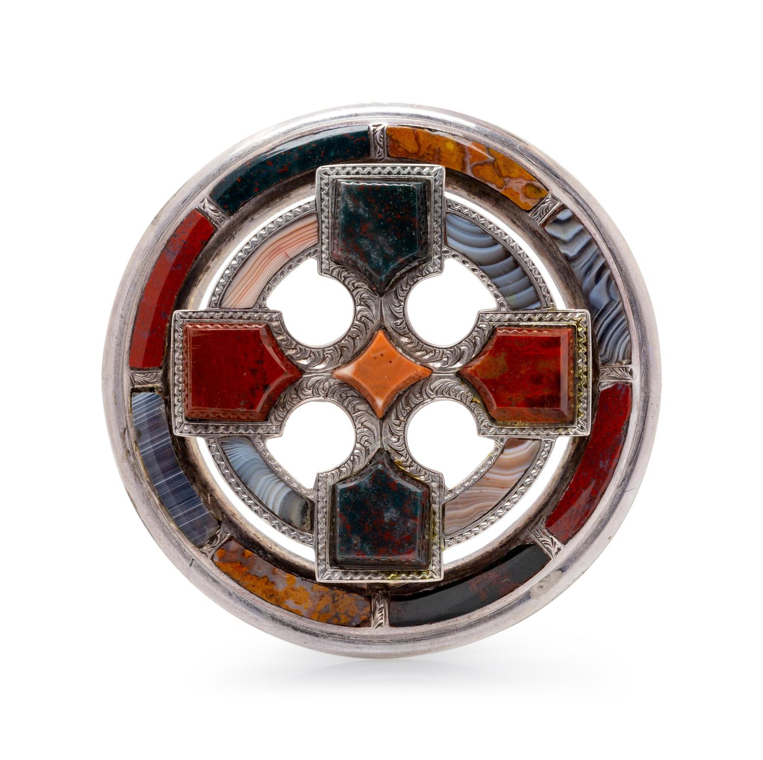 A Victorian Silver and Agate Pendant/Brooch, Scottish,
