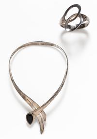 A Silver and Onyx Demi Parure, Taxco, 92.90 dwts.