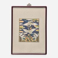 A Korean embroidered silk rank badge 朝鮮刺繡補子 Joseon dynasty (1392-1897) ????