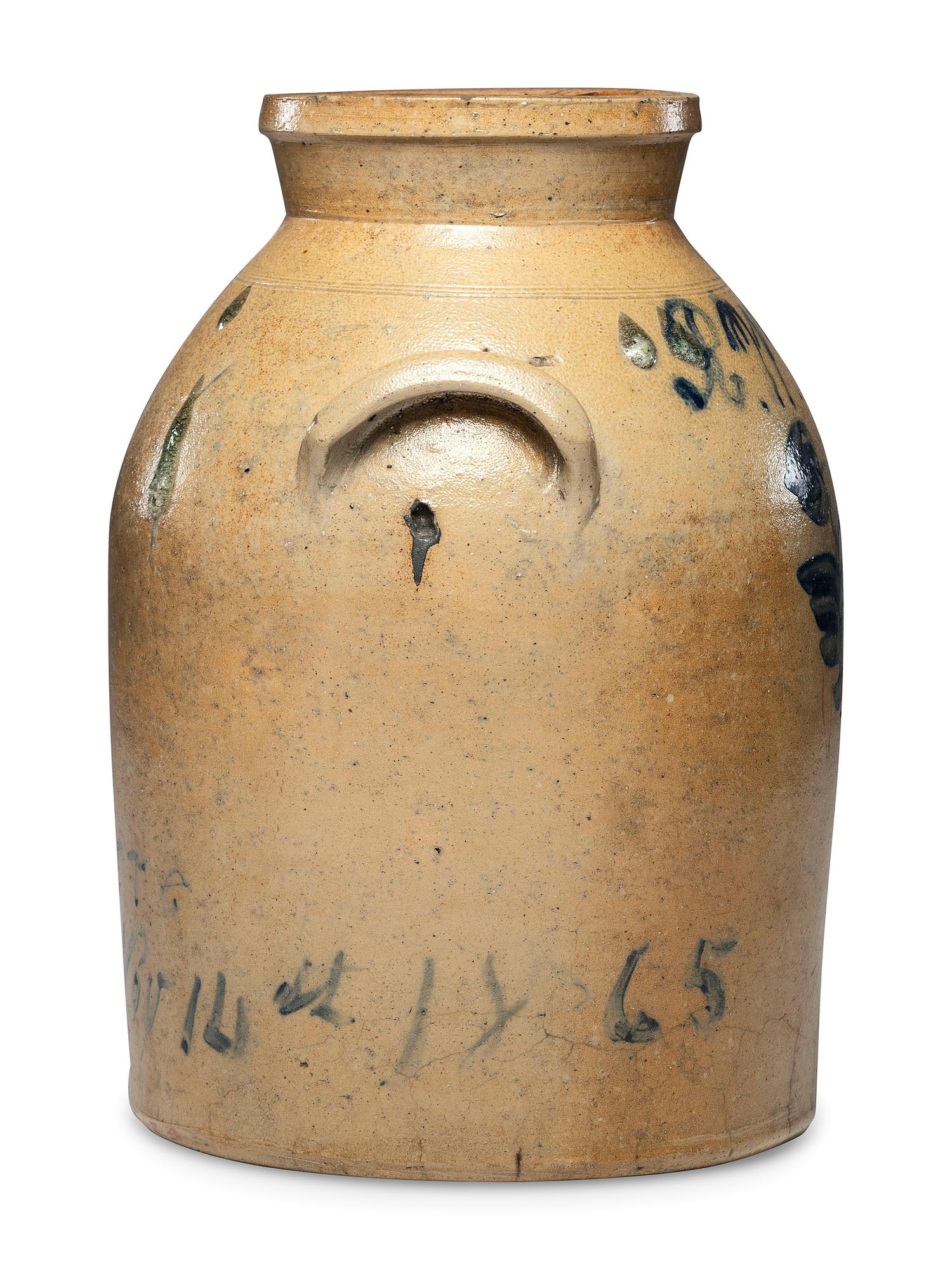 An Eight-Gallon Stoneware Cooler Identified to R. H. Hine, Attributed to Frederick Sheldon