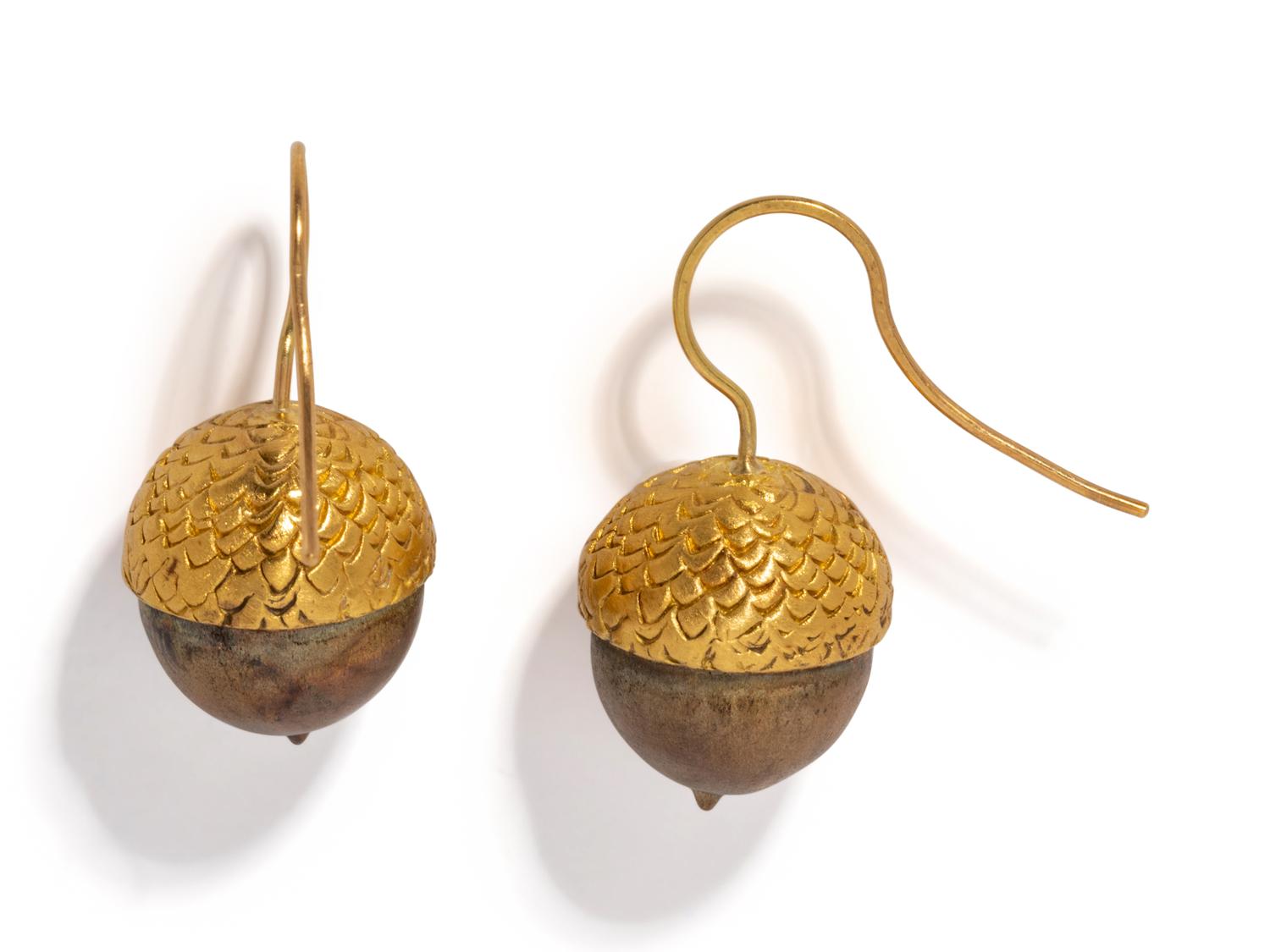 A Pair of Etruscan Revival Gold Acorn Earrings