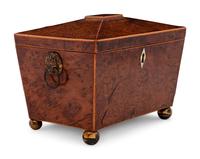 A Regency Gilt Metal Mounted Burlwood Tea Caddy