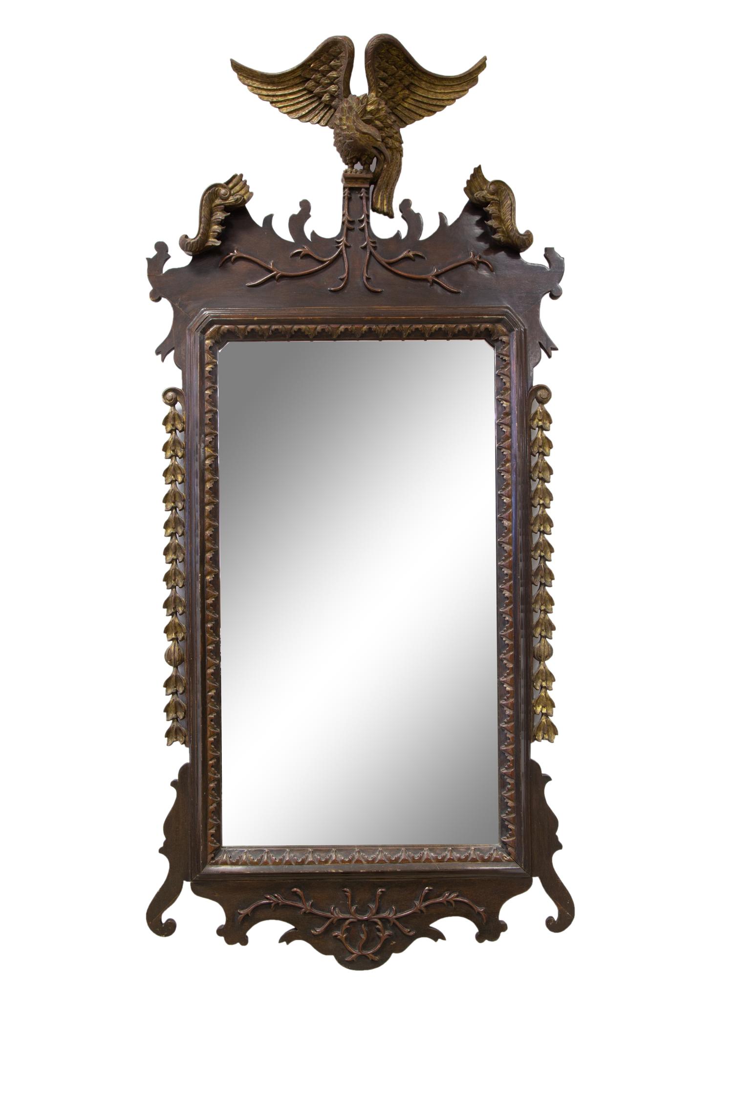An American Federal Style Carved Mahogany and Parcel Gilt Mirror