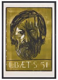 Leonard Baskin (American, 1922-2000) — Self Portrait – L.B. AE T. S. 51 (Self-Portrait at age 51), 1973