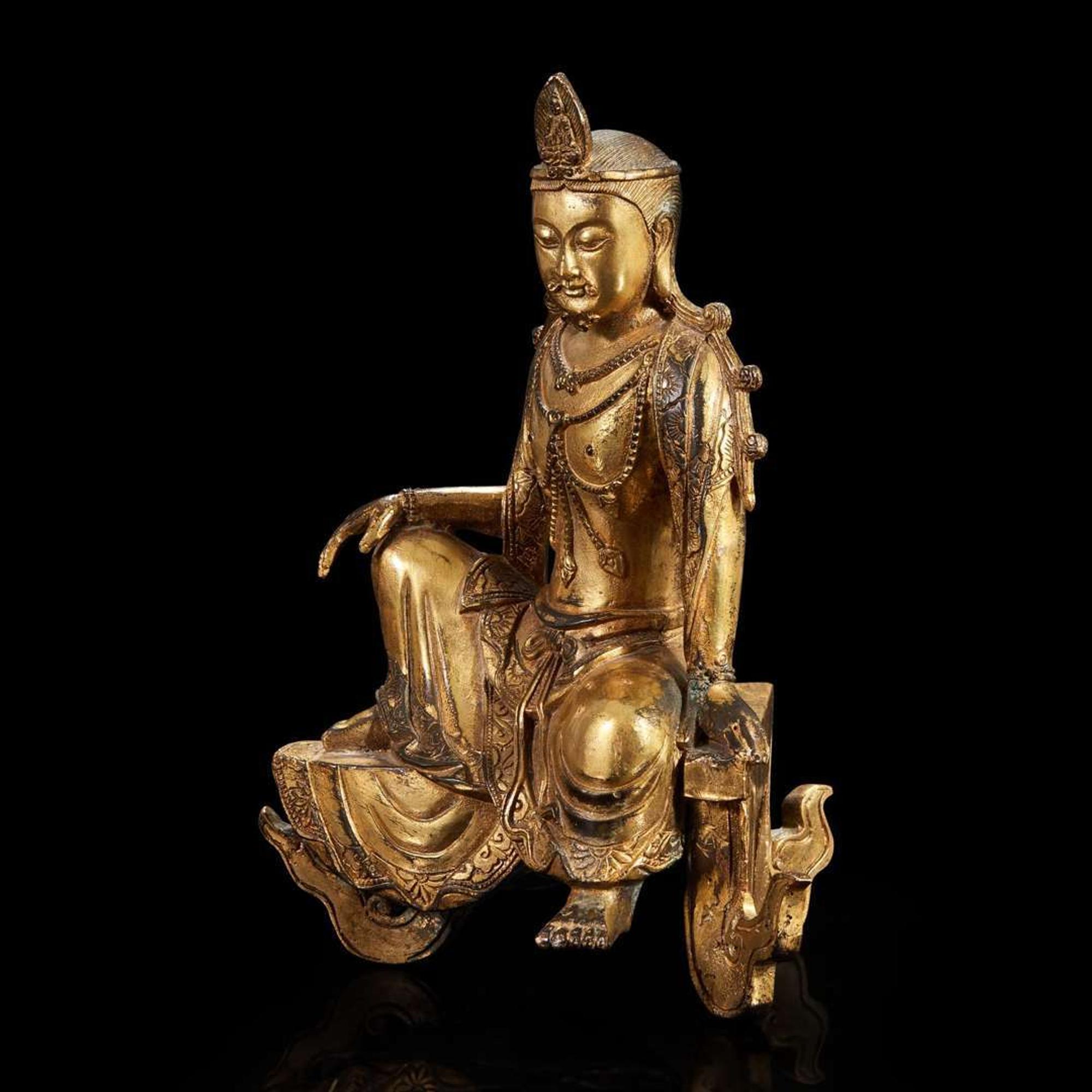A gilt-bronze figure of a "water-moon" Avalokitesvara