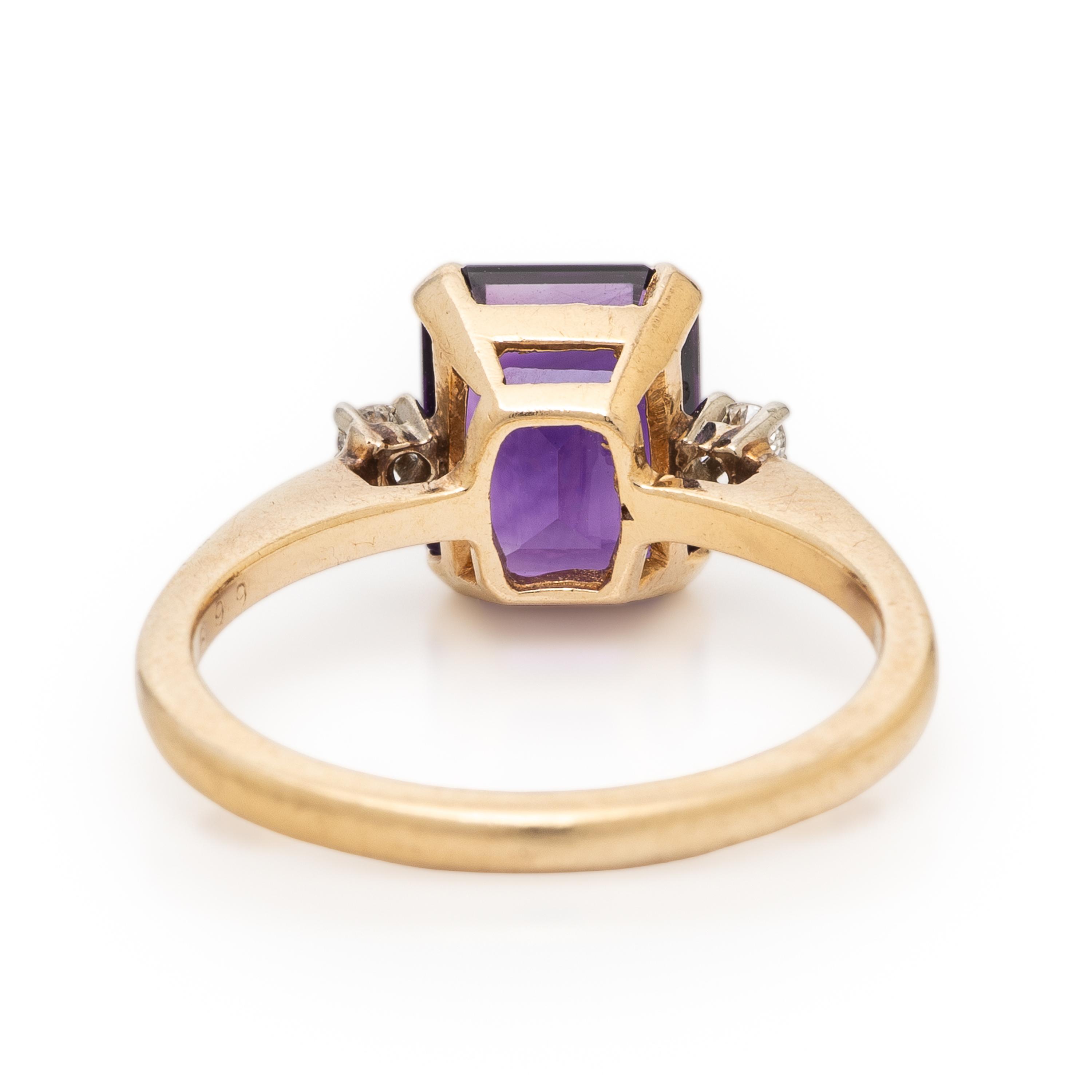 Amethyst, Diamond, and Yellow Gold Ring