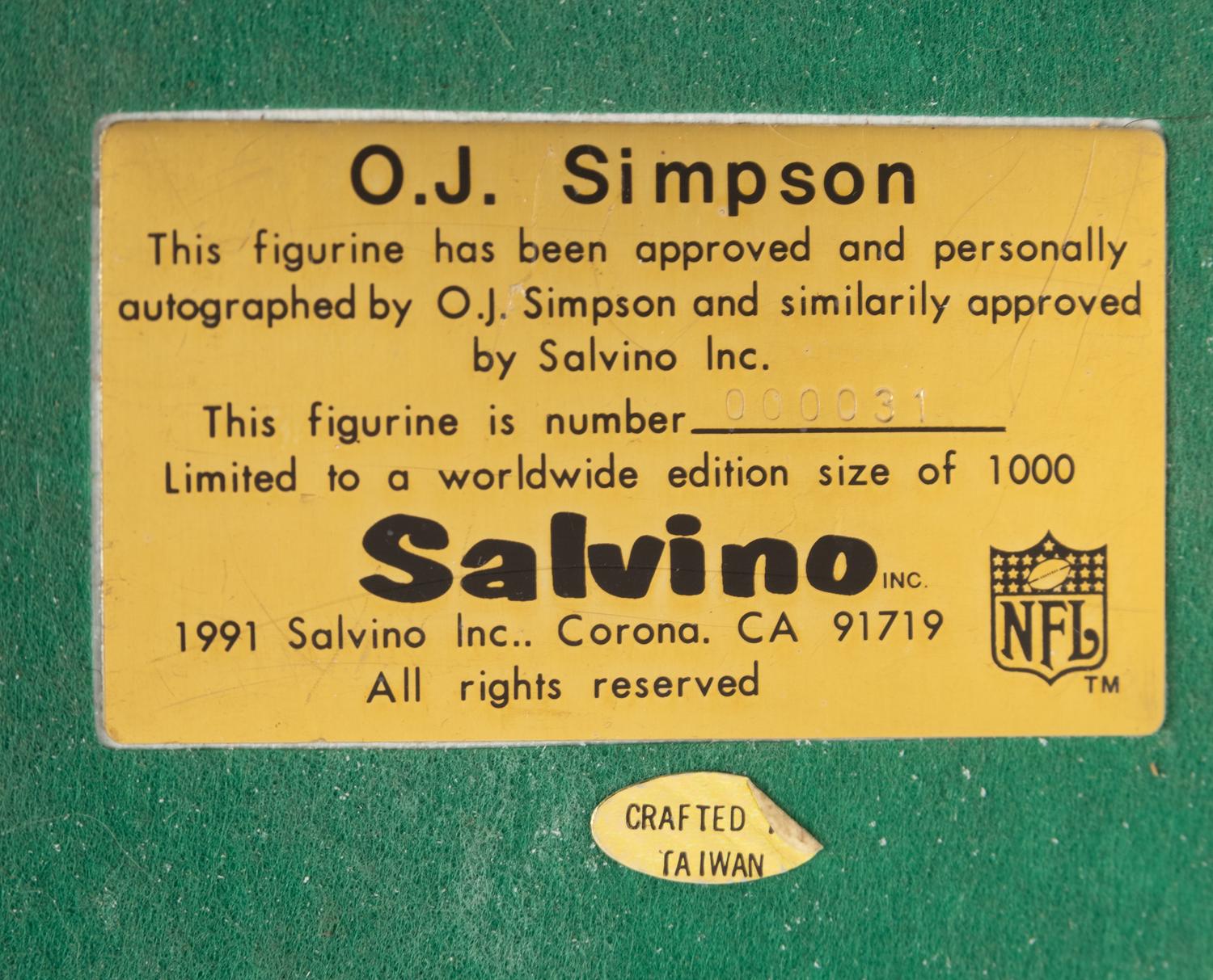 An O.J. Simpson Signed Autograph Salvino Figure,