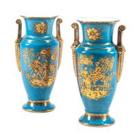 A Pair of Paris Porcelain Urns Height 17 inches. — 20TH CENTURY