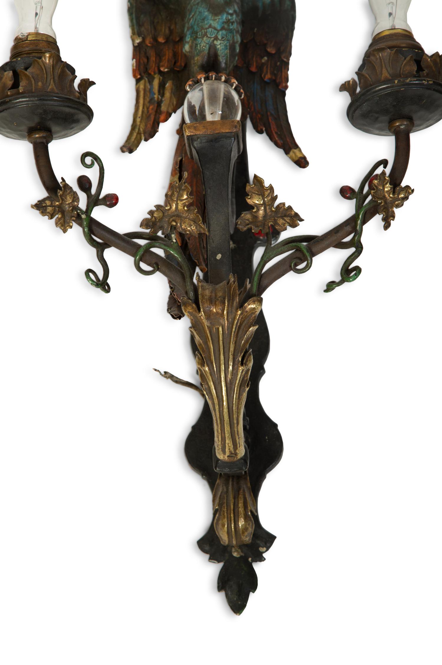 A Pair of Whimsical Cold Painted Bronze Sconces — 20TH CENTURY