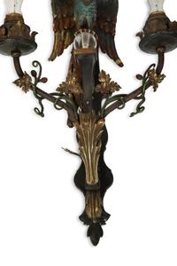 A Pair of Whimsical Cold Painted Bronze Sconces — 20TH CENTURY