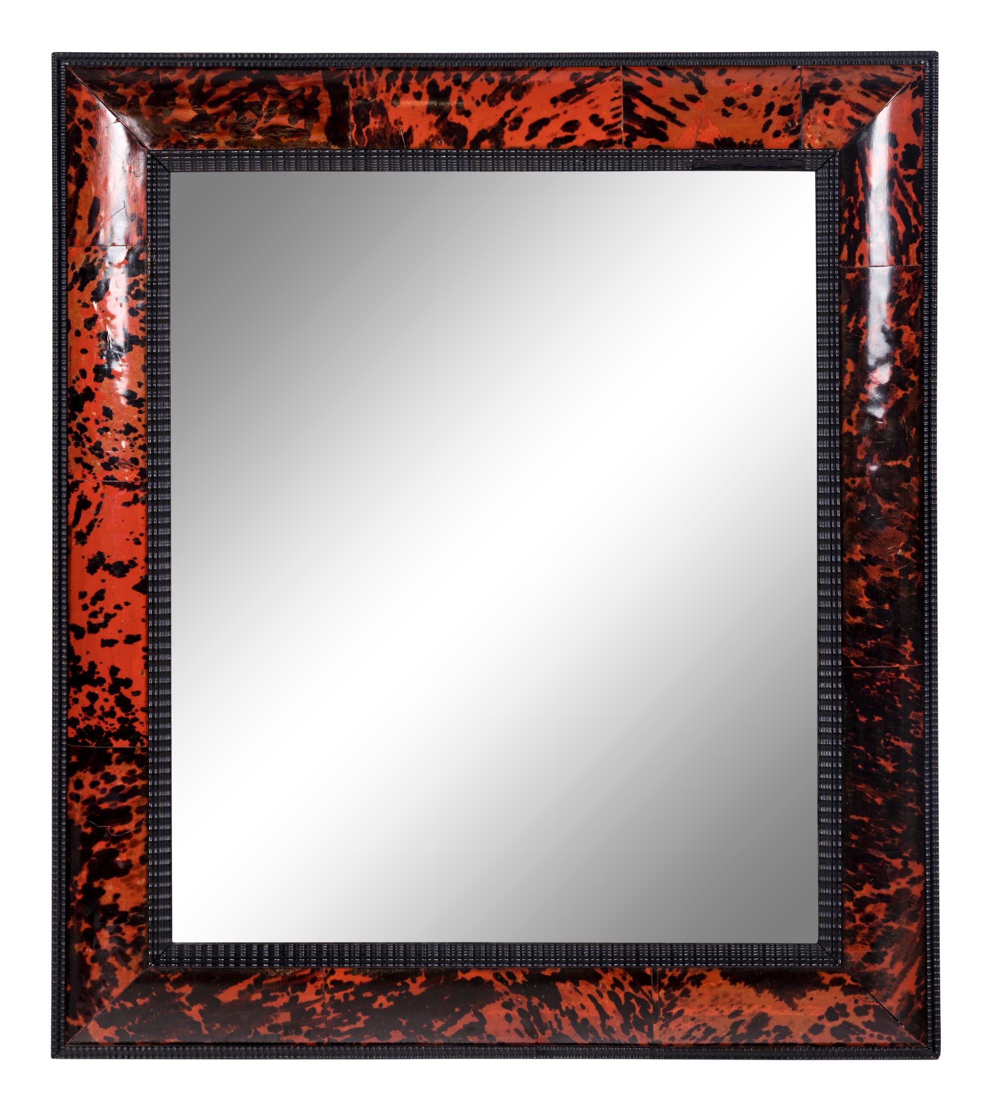 A Pair of Flemish Ripple Molded and Tortoise Shell Veneered Mirrors