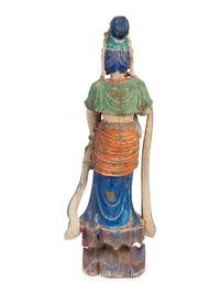 A Chinese Polychrome and Carved Wood Figure of a Guanyin — 20TH CENTURY