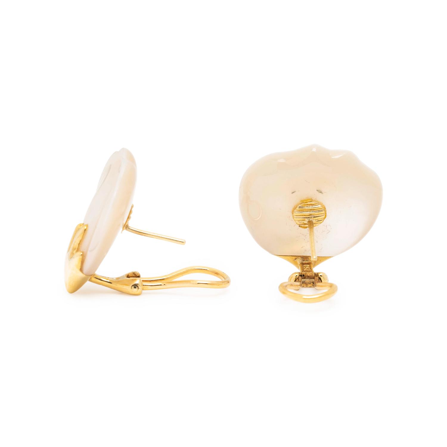 TIFFANY & CO., ANGELA CUMMINGS, YELLOW GOLD AND MOTHER-OF-PEARL PETAL EARCLIPS