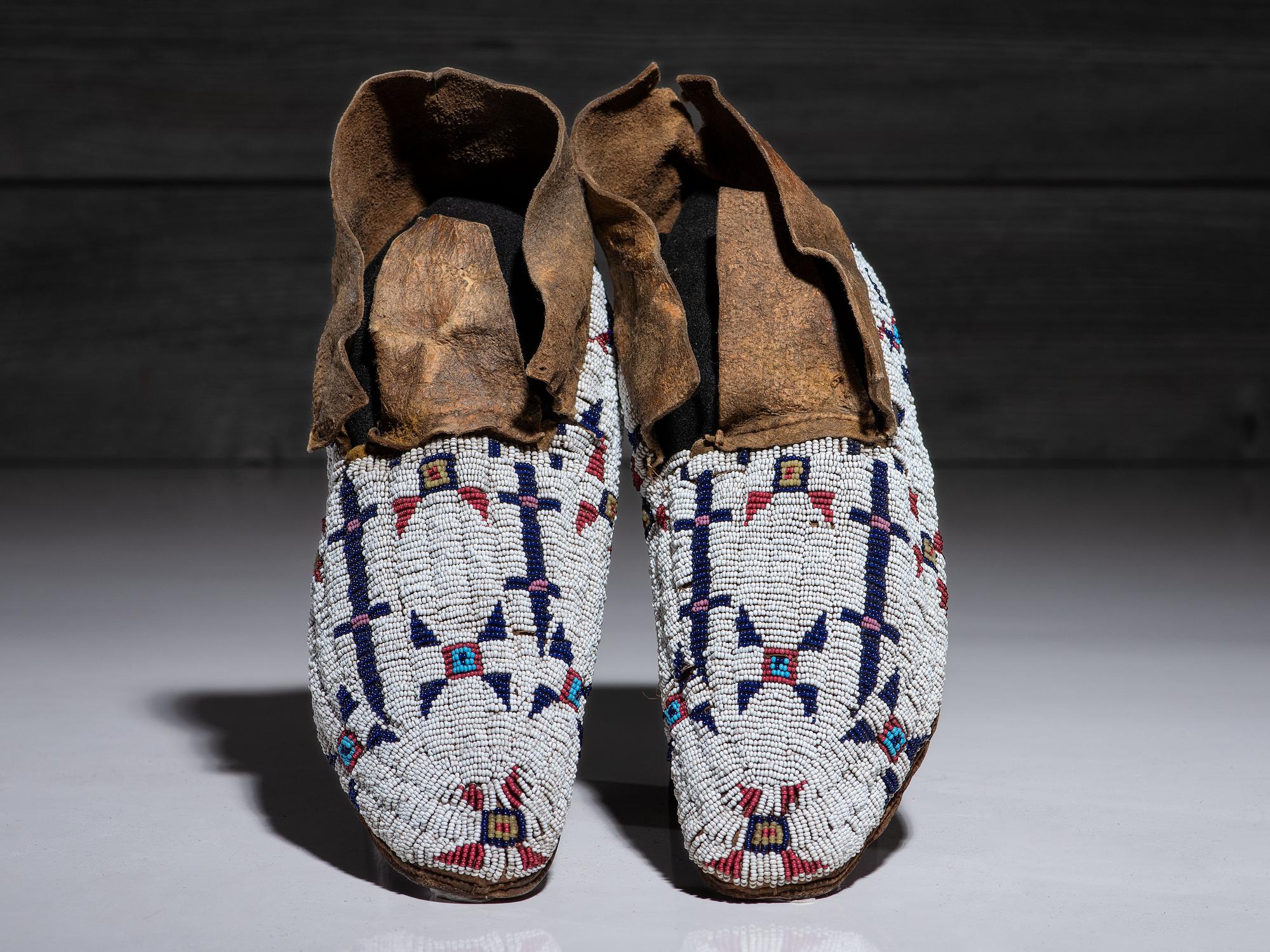 Cheyenne Beaded Hide Moccasins