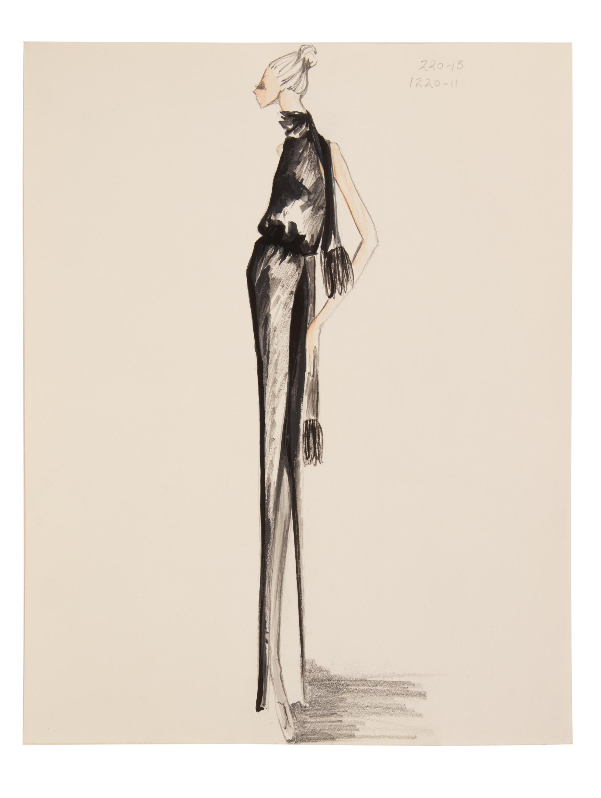 Four Issey Miyake for Geoffrey Beene Fashion Illustrations, Late 1960s-1970