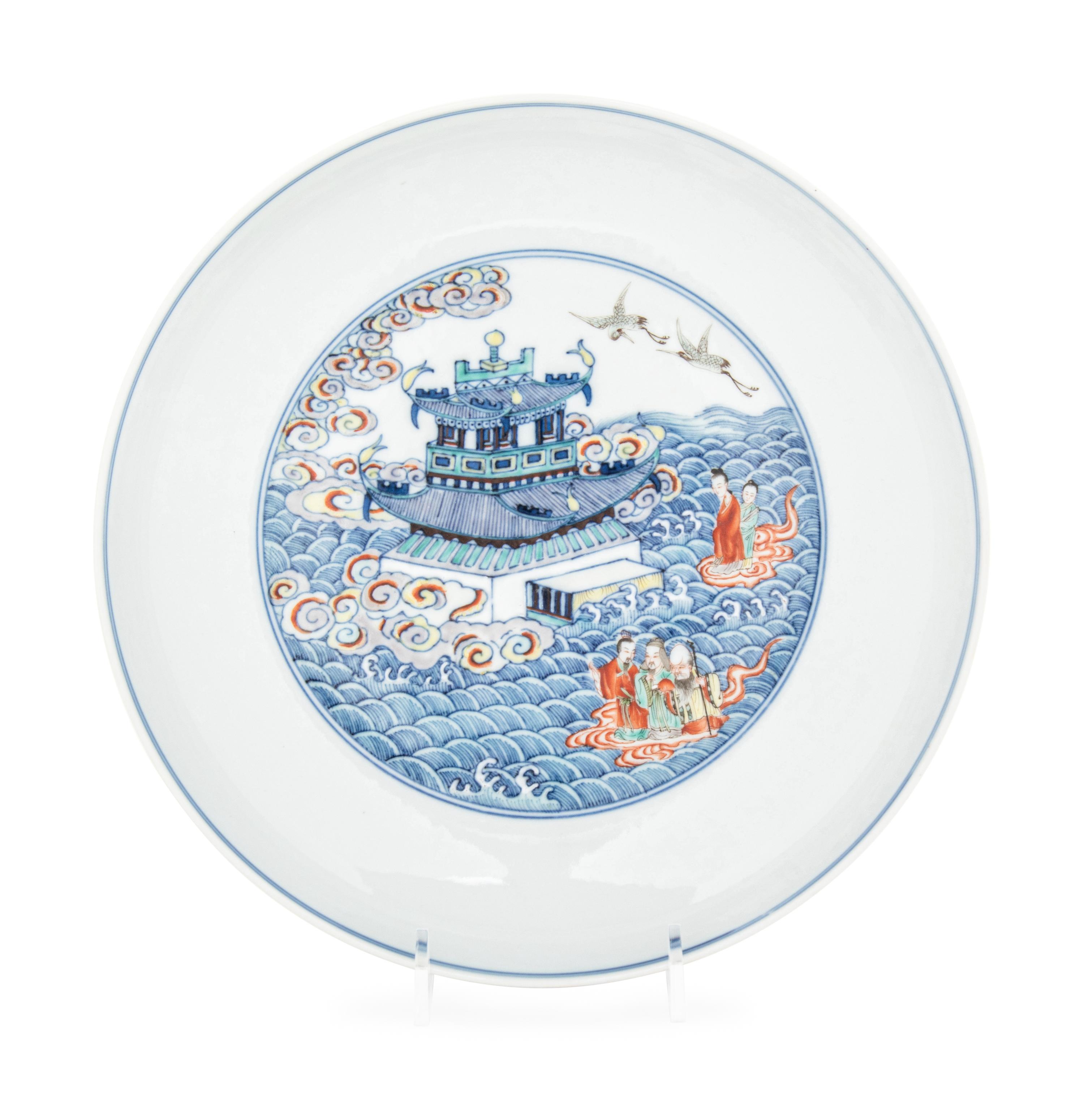 A Doucai 'Immortals' Porcelain Plate