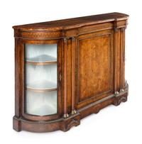 An English Gilt Metal Mounted Walnut and Marquetry Serving Cabinet