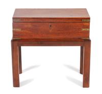 A George III Brass Mounted Mahogany Writing Box Height overall 19 x width 19 3/4 x depth 9 3/4 inches. — CIRCA 1800