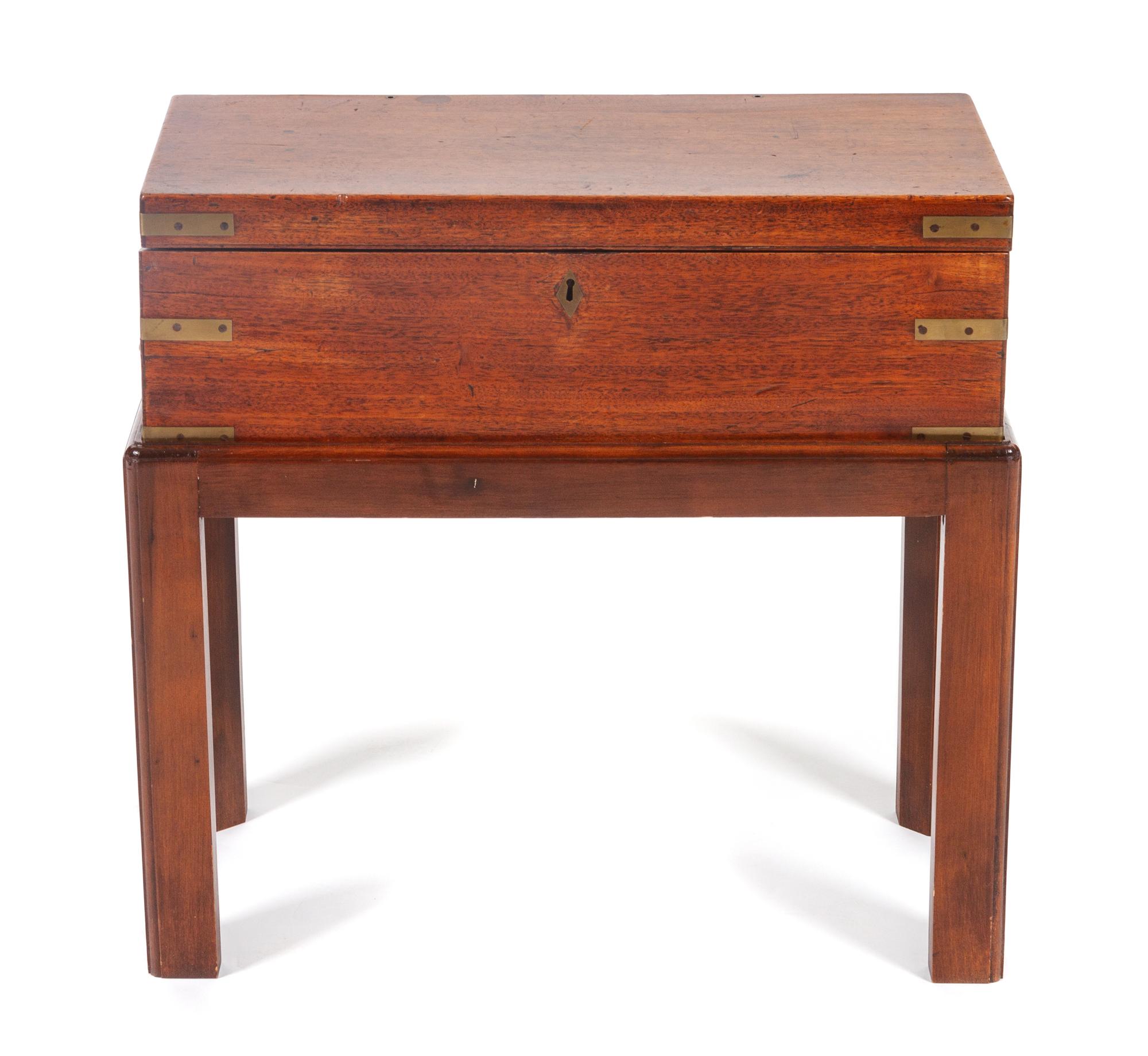 A George III Brass Mounted Mahogany Writing Box Height overall 19 x width 19 3/4 x depth 9 3/4 inches. — CIRCA 1800