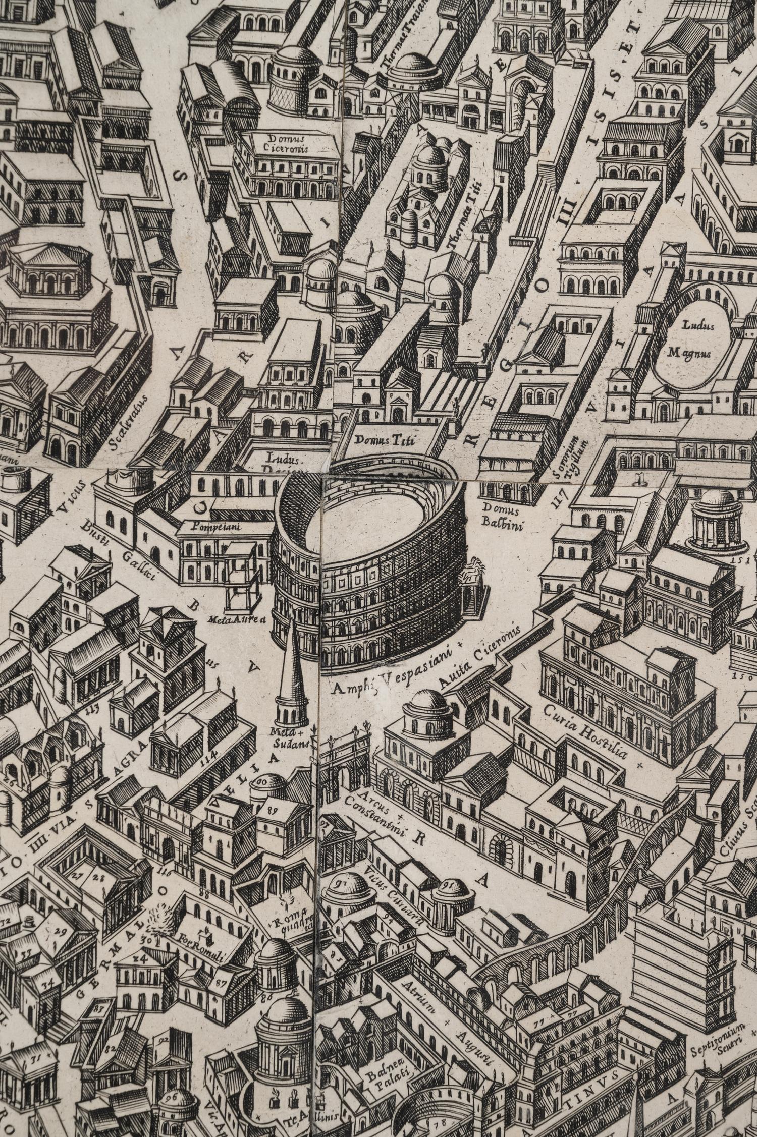 [ROME] -- DU PÉRAC, Etienne (ca 1525-1604). Urbis Romae Sciographia ex Antiquis Monumentis Accuratiss Delineata Descrizione . Rome: Giovanni Giacomo de Rossi, ca 1730.