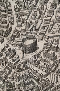 [ROME] -- DU PÉRAC, Etienne (ca 1525-1604). Urbis Romae Sciographia ex Antiquis Monumentis Accuratiss Delineata Descrizione . Rome: Giovanni Giacomo de Rossi, ca 1730.