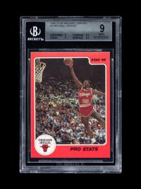 A 1986 Star Michael Jordan Set Break Basketball Card No. 4 Pro Stats (BGS 9 MINT, 9.5 Subgrade)