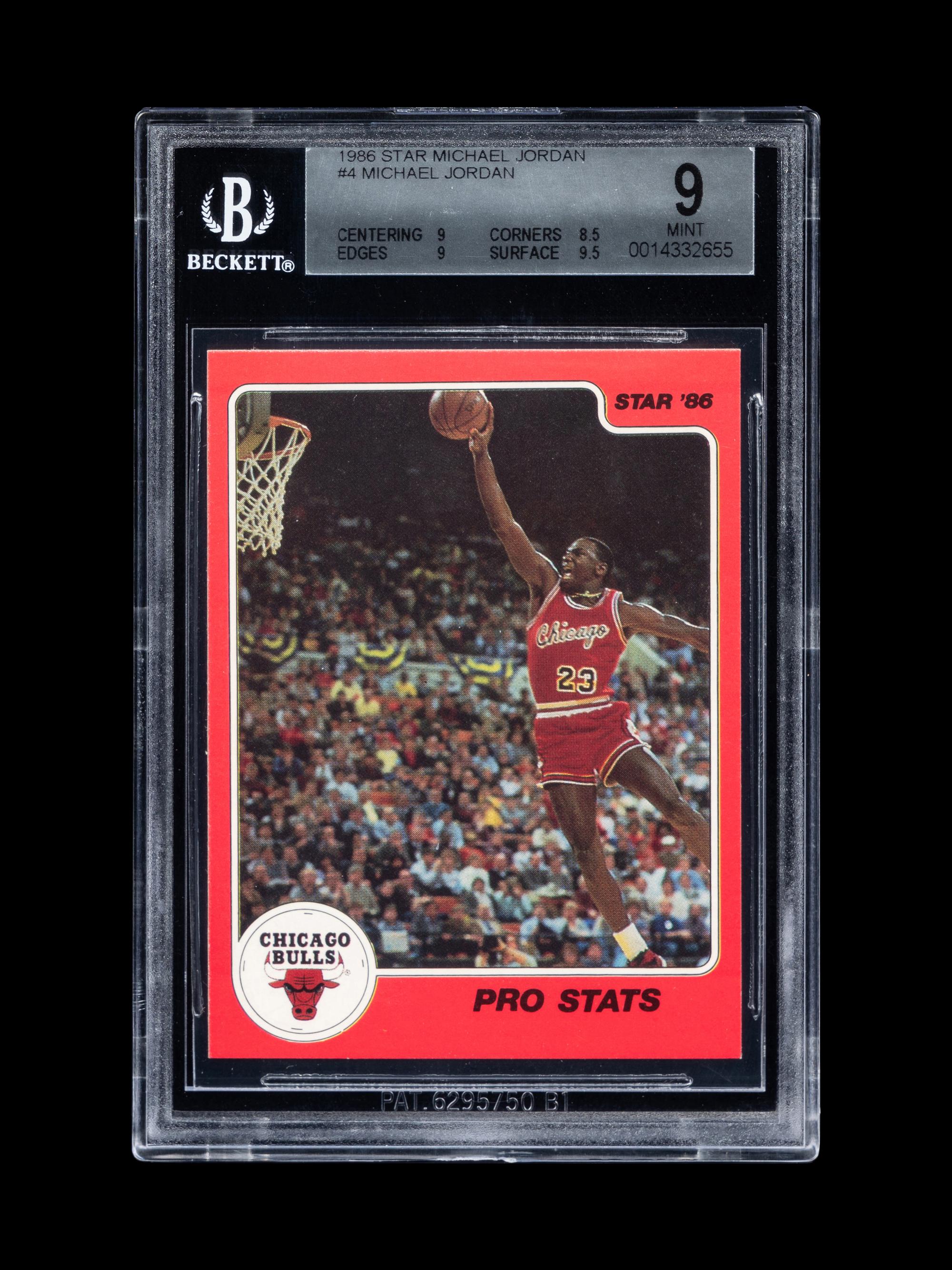 A 1986 Star Michael Jordan Set Break Basketball Card No. 4 Pro Stats (BGS 9 MINT, 9.5 Subgrade)