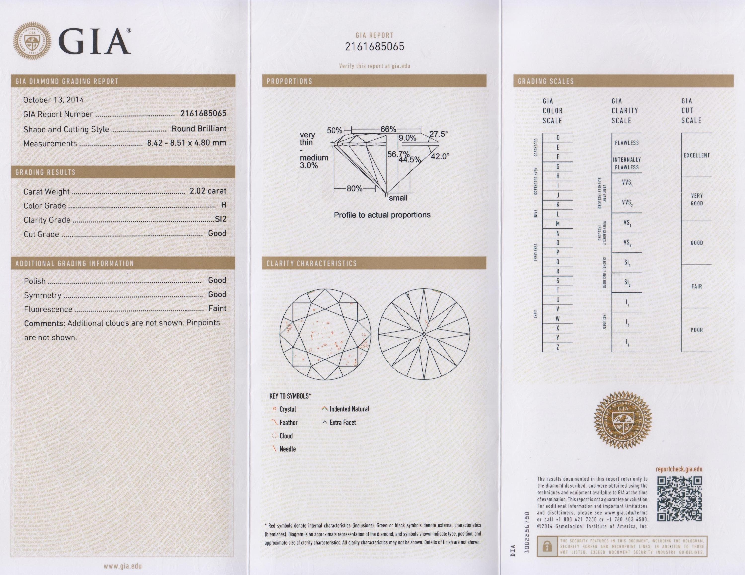 A 2.02 Carat Round Brilliant Cut Diamond,