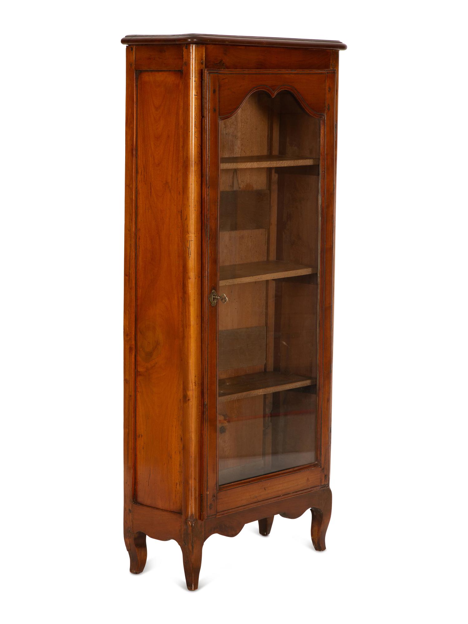 A Louis XV Provincial Fruitwood Vitrine Cabinet