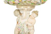 A German Porcelain Centerpiece With Oval Basket — 19th Century