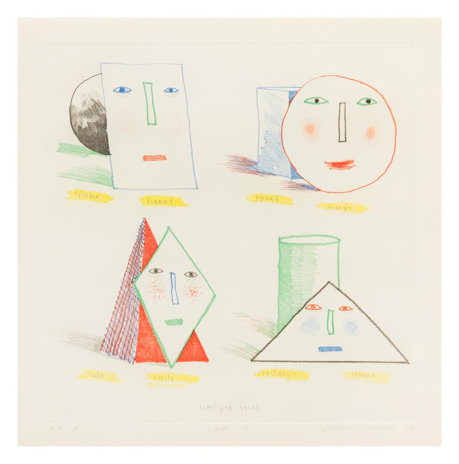 David Hockney, (British, b. 1937), Simplified Faces (State I), 1973
