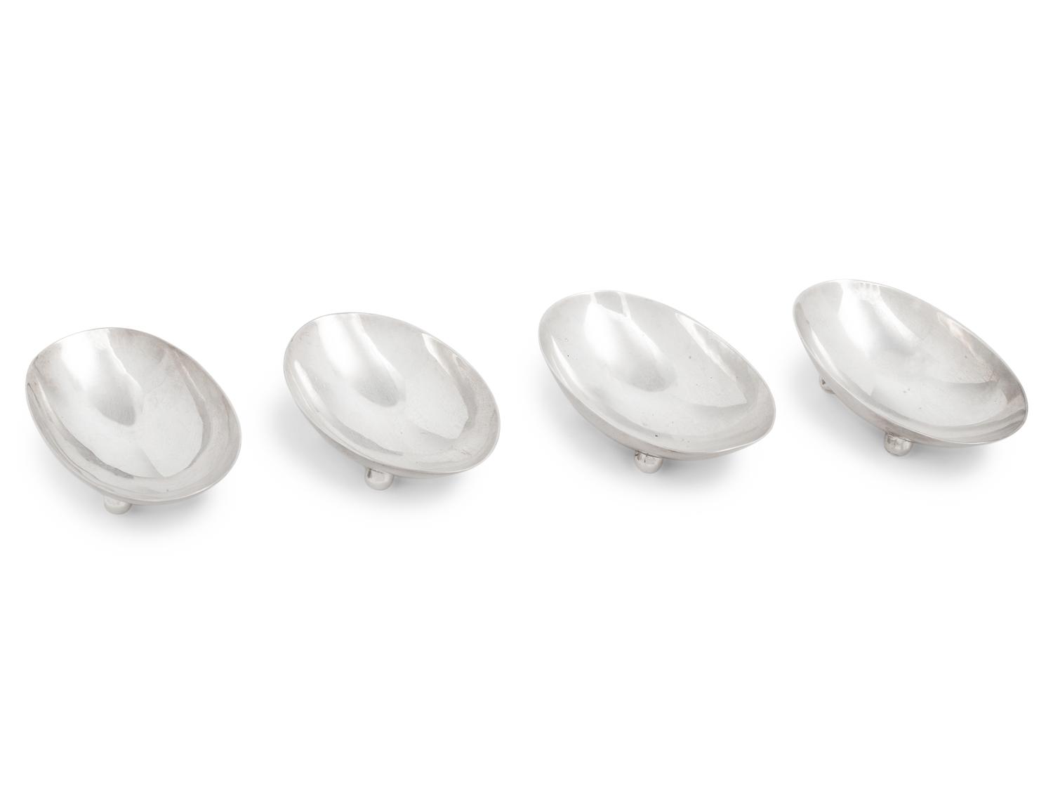 A Set of Four American Silver Footed Nut Dishes