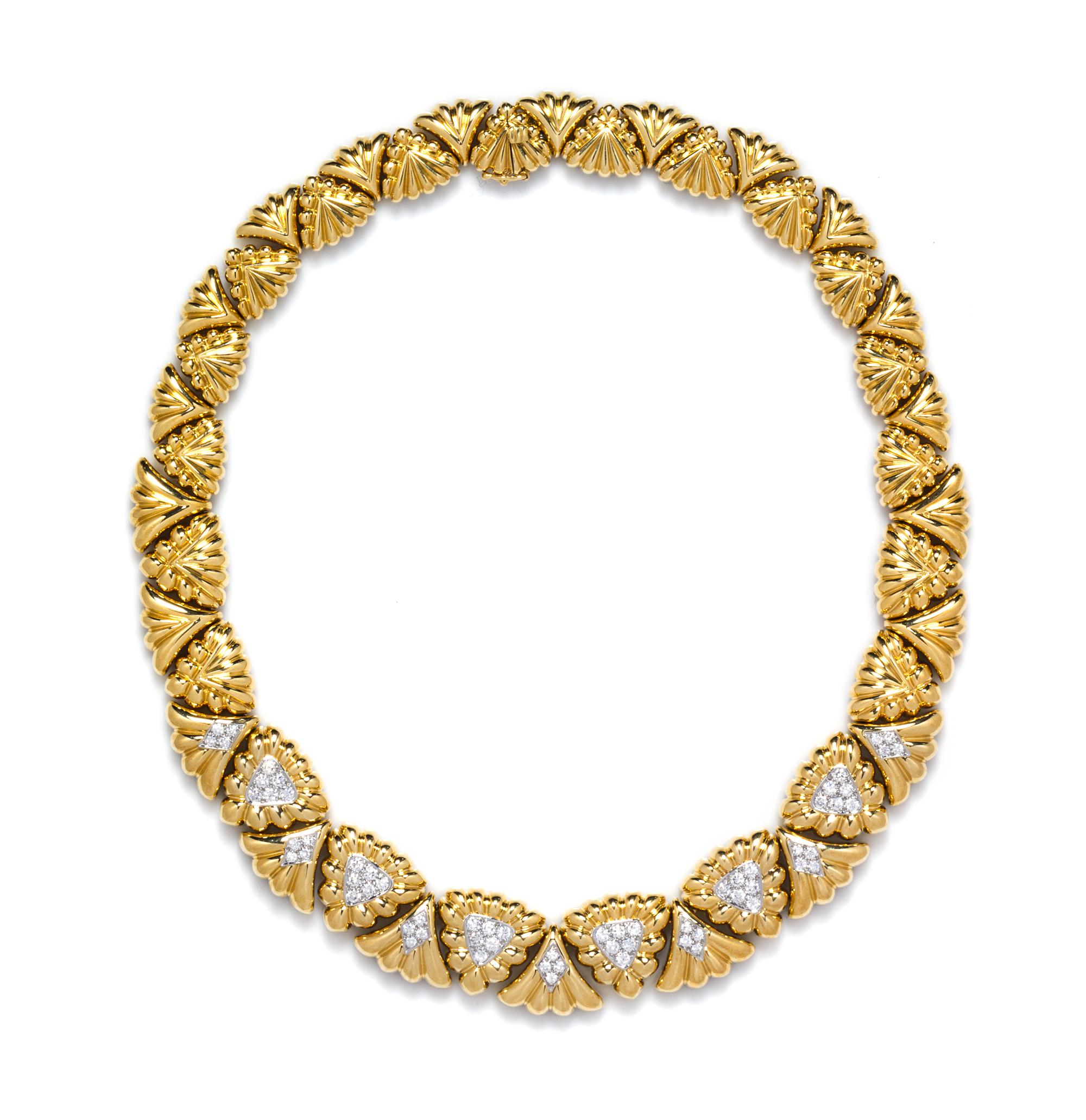 An 18 Karat Yellow Gold, Platinum and Diamond Necklace, Chaavae, 104.30 dwts.