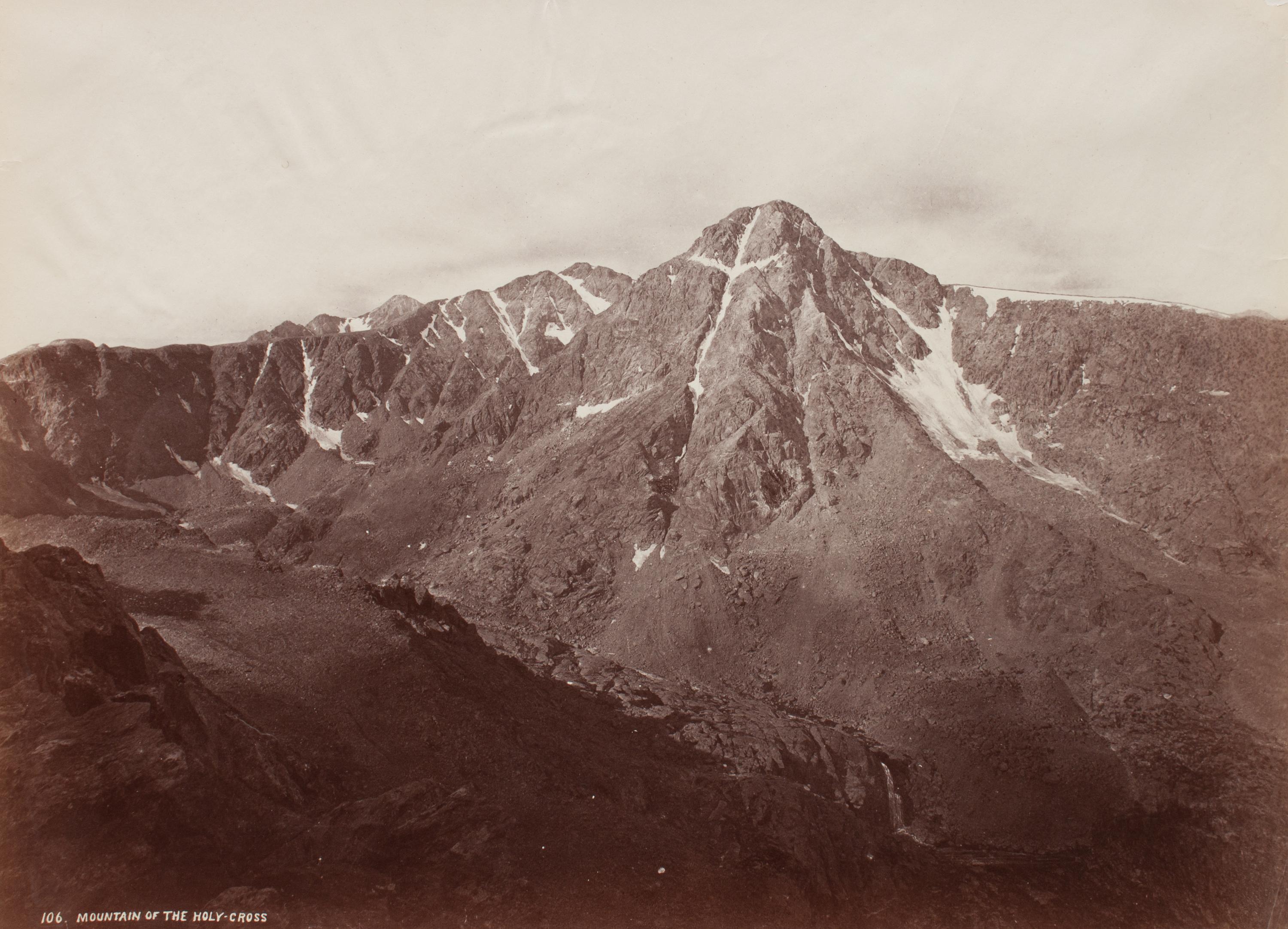 A group of four photographs (106. Mountain of the Holy Cross ; 4613. Green River Butte ; 4411. Birdseye View Black Canon of the Gunnison ; 3261. Animas Canon )