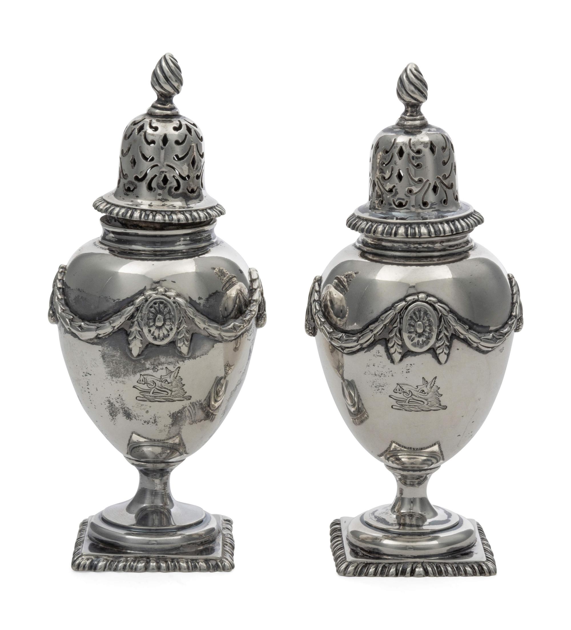 A Pair of Edwardian Silver Casters — Carrington & Co., London, 1905