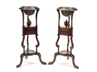 A Pair of Georgian Style Walnut Jug and Bowl Stands