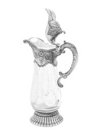 An American Silver Mounted Cut Glass Claret Jug