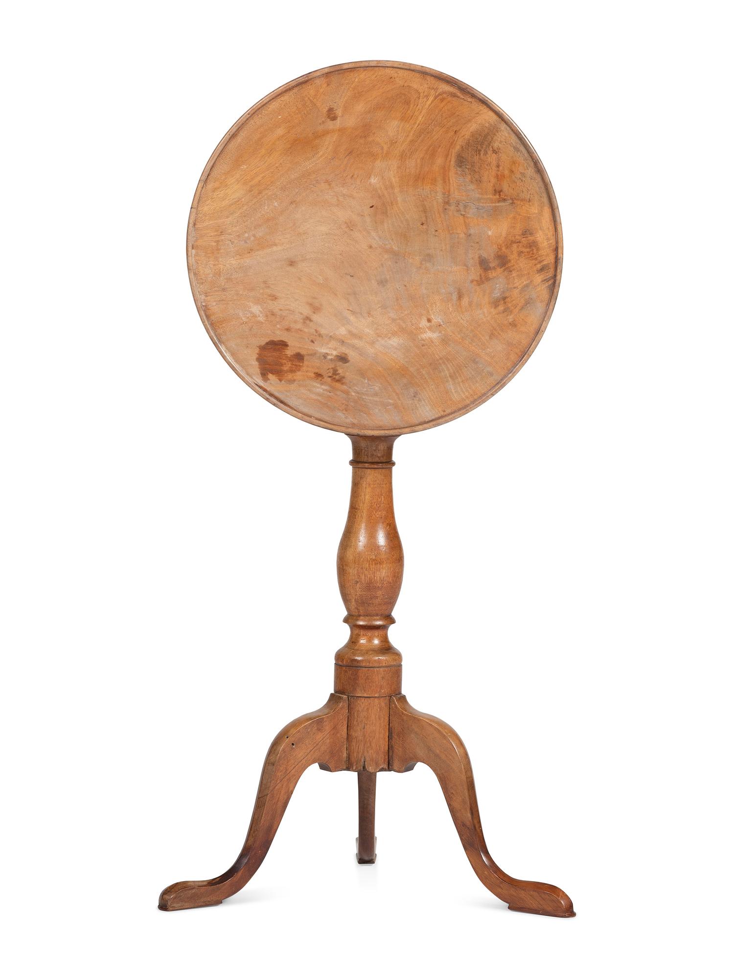A Chippendale Mahogany Dished-Top Tilt-Top Candlestand