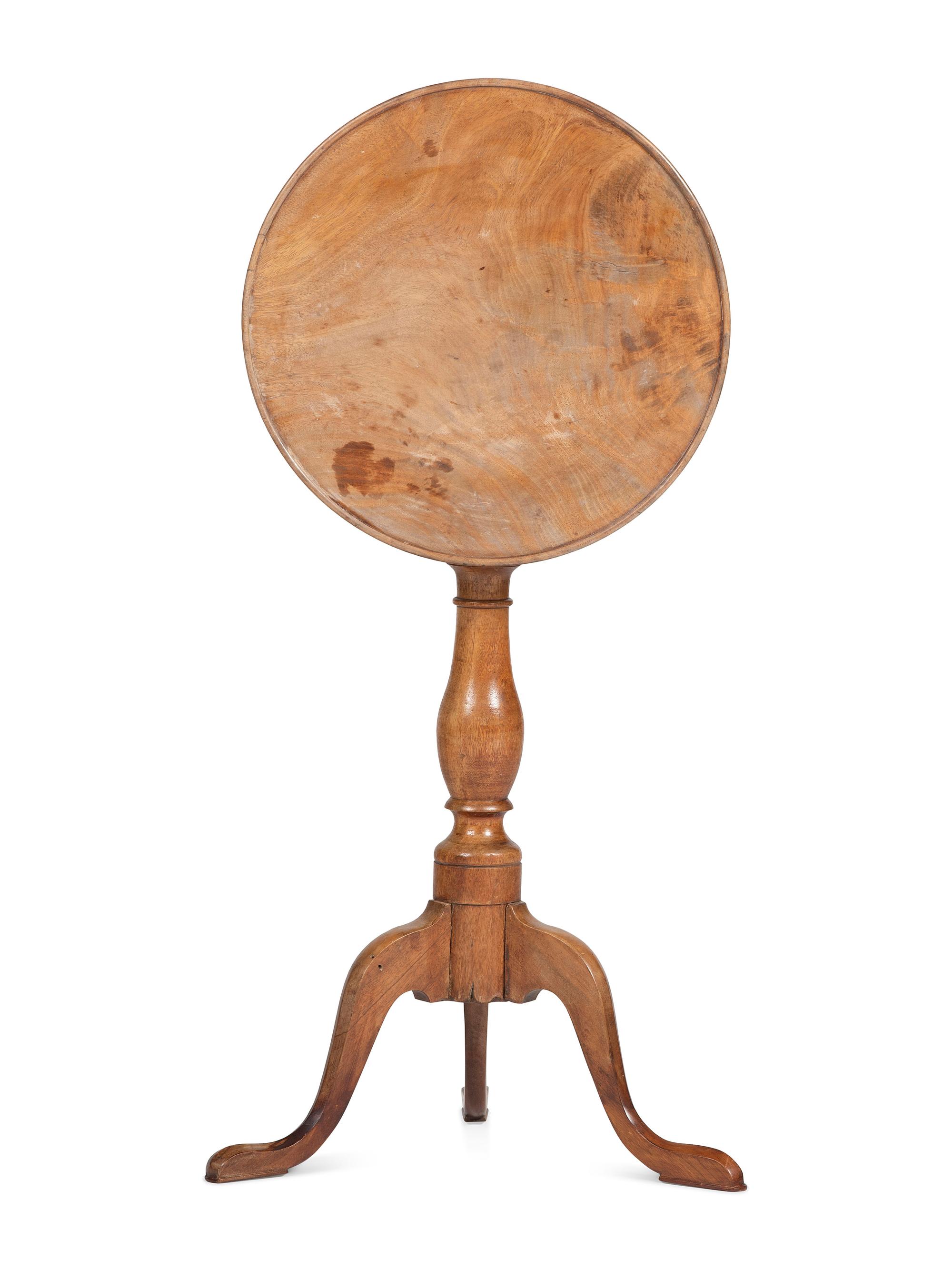 A Chippendale Mahogany Dished-Top Tilt-Top Candlestand