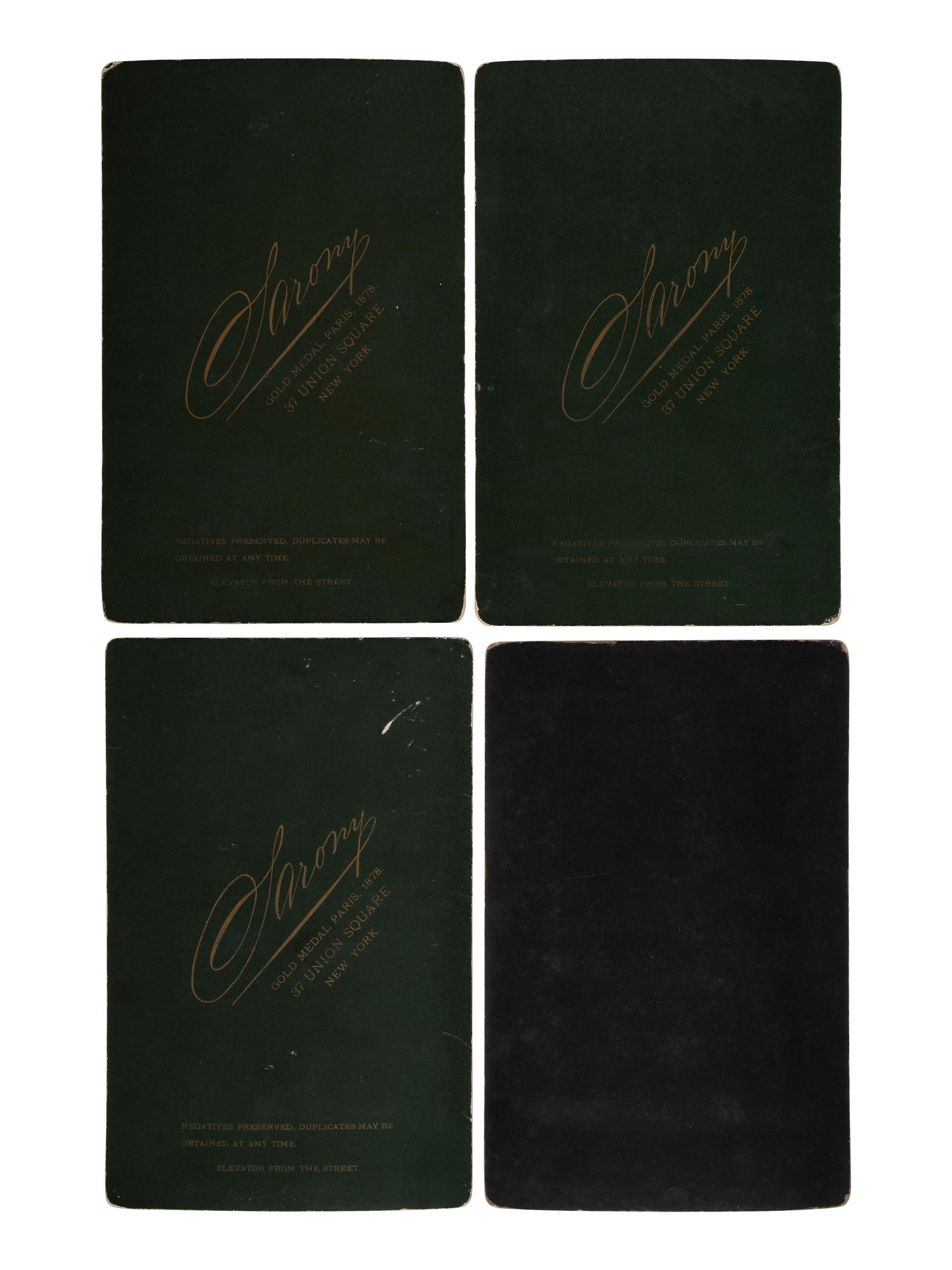 SARONY, Napoleon (1821-1896). Four cabinet card self portraits of the photographer including one signed and inscribed.