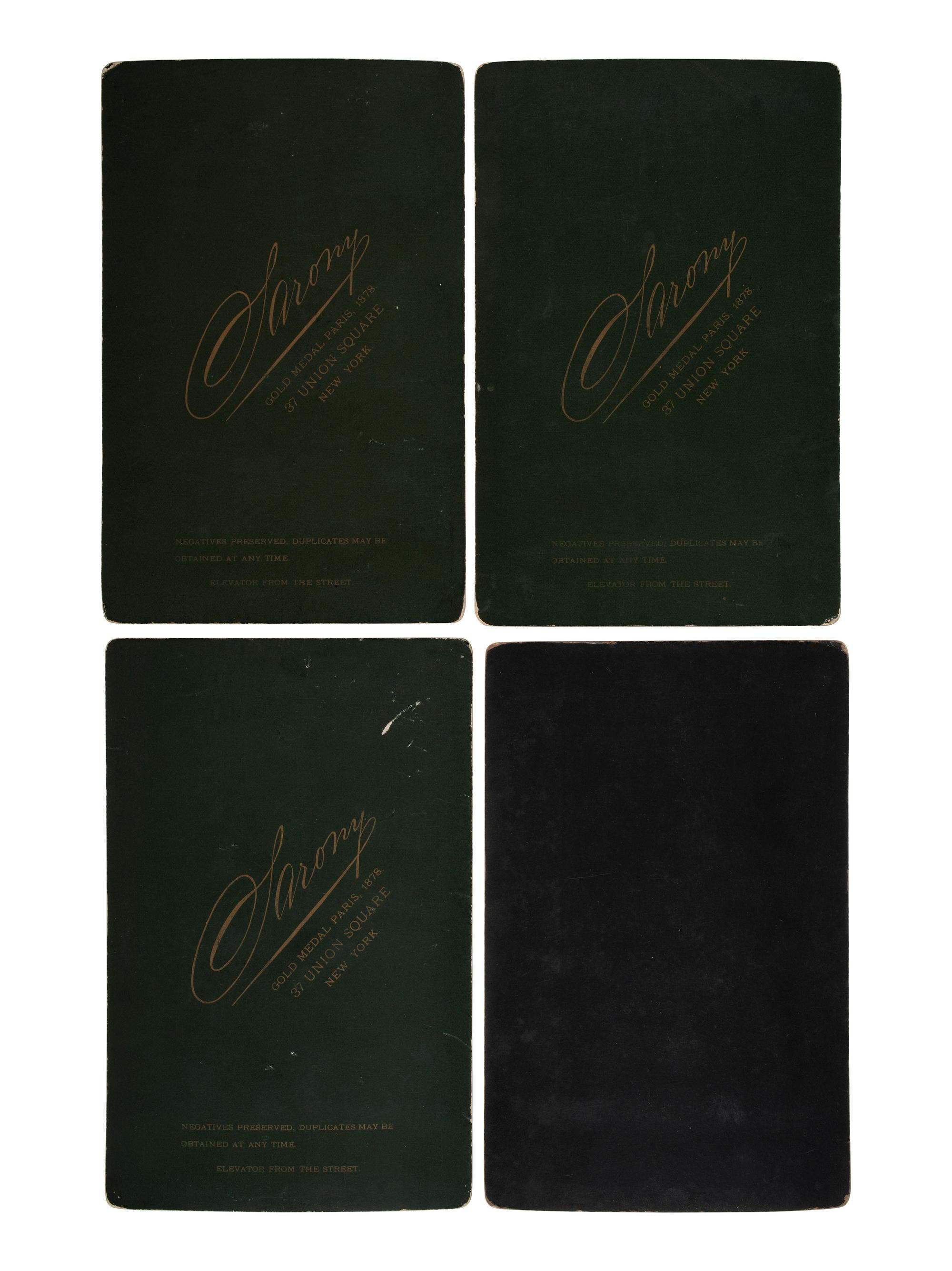 SARONY, Napoleon (1821-1896). Four cabinet card self portraits of the photographer including one signed and inscribed.