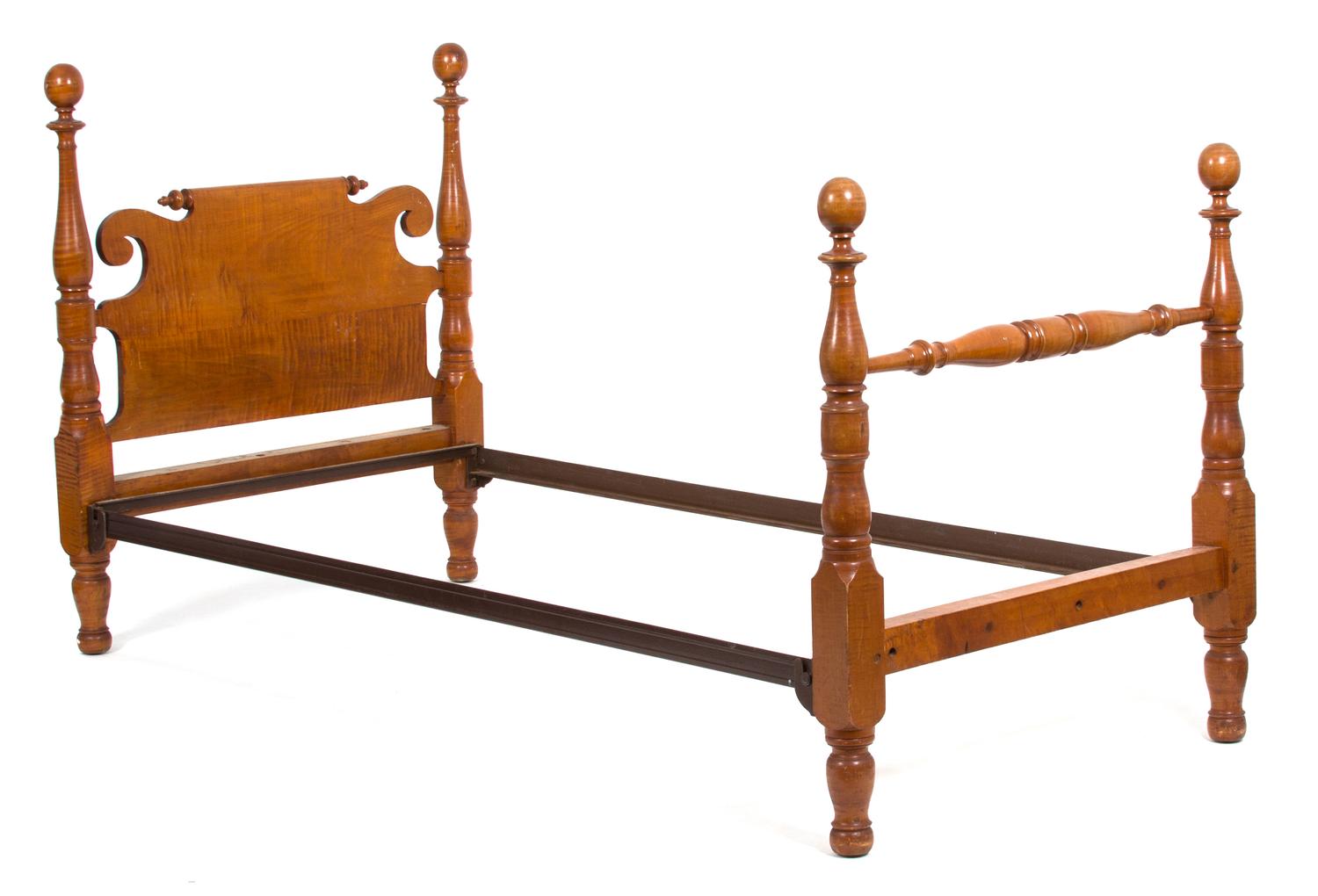 A Pair of American Maple Twin Bed Headboards and Footboards Height 44 1/2 x width 39 inches. — 19TH CENTURY
